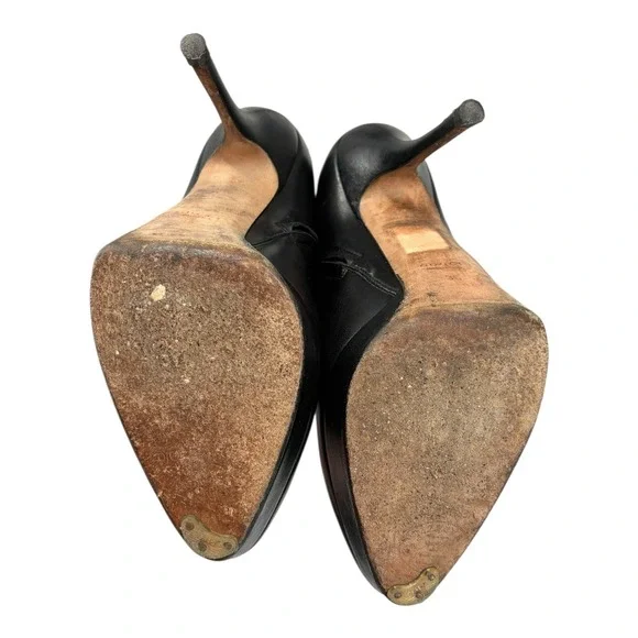 Black Nappa Platform Zip Bootie Stiletto Night Out Moto Gucci Steve EU36 - Picture 12 of 12